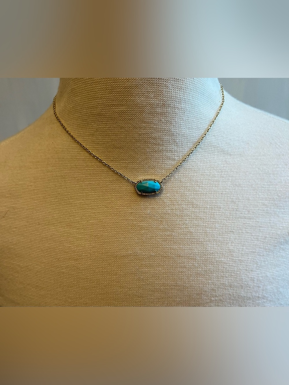 Kendra Scott Mini Elisa Pendent  Turquoise 14K Gold Plated Over Brass Necklace